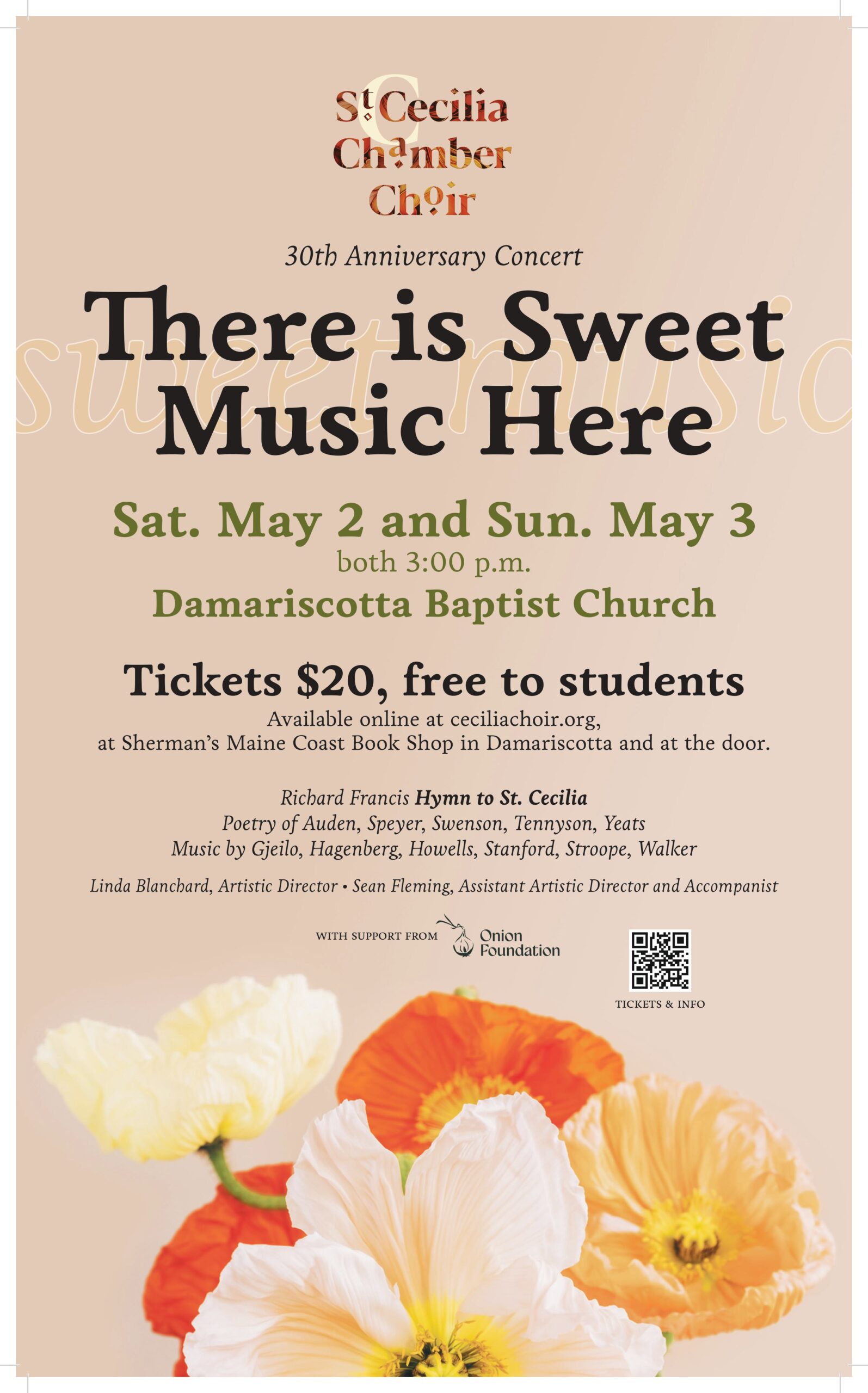 St. Cecilia Chamber Choir Performs 30th Anniversary Concerts, “There Is Sweet Music Here,” on May 2 and 3 in Damariscotta